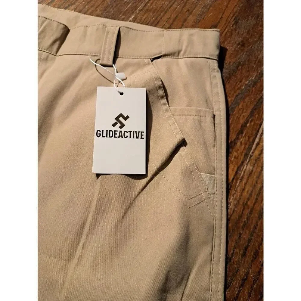 New GlideActive XL 36x29 Khaki Tan Active Pants Stretch Comfort Adjustable Waist